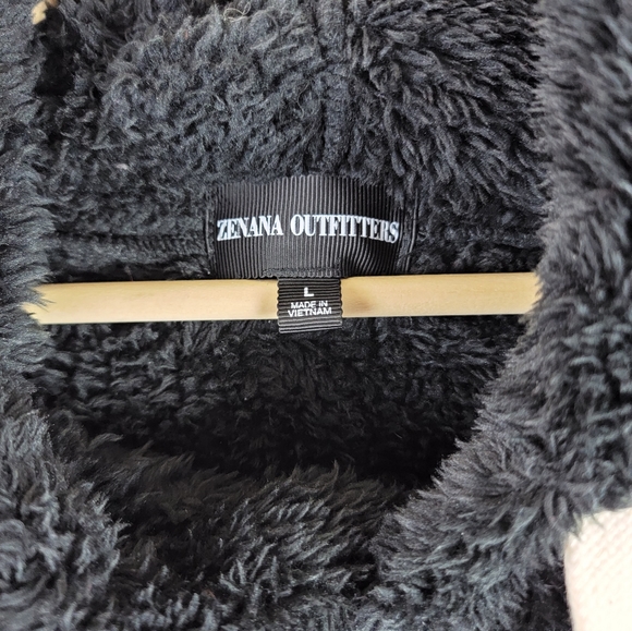 Zenana Outfitters Cozy Oversized Hooded Teddy Black Sweatshirt Size Large - Picture 11 of 13